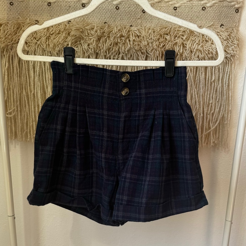 Plaid High-Waist Shorts